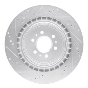 Cadillac STS Brake Rotor (1) - Rear Right - R1 Concepts - Drilled & Slotted - Silver - `04-`11